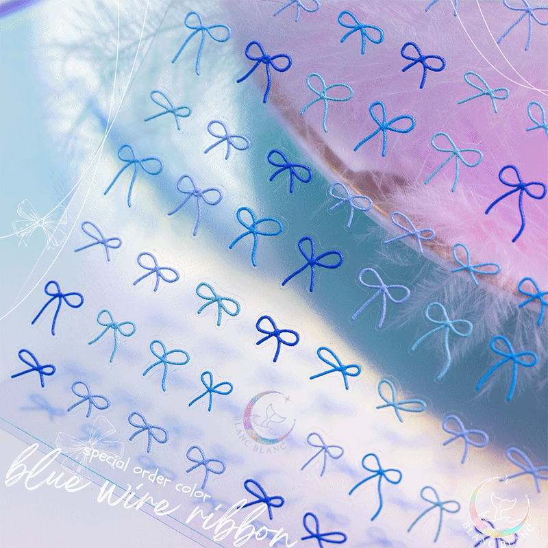 [자체제작] 블루계열&gt; 볼륨 와이어 리본 스티커 [S464],블랑블랑